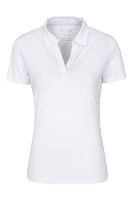 Women's UV Polo T-Shirt V Neck Summer Ladies Active Casual Tee White - Image 1
