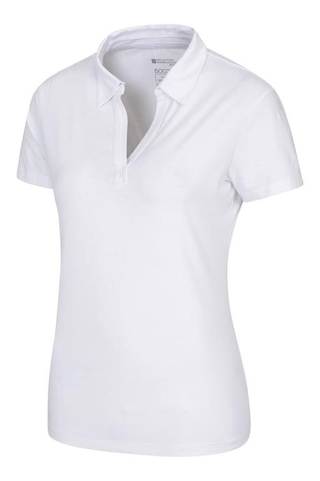 Women's UV Polo T-Shirt V Neck Summer Ladies Active Casual Tee White - Image 3