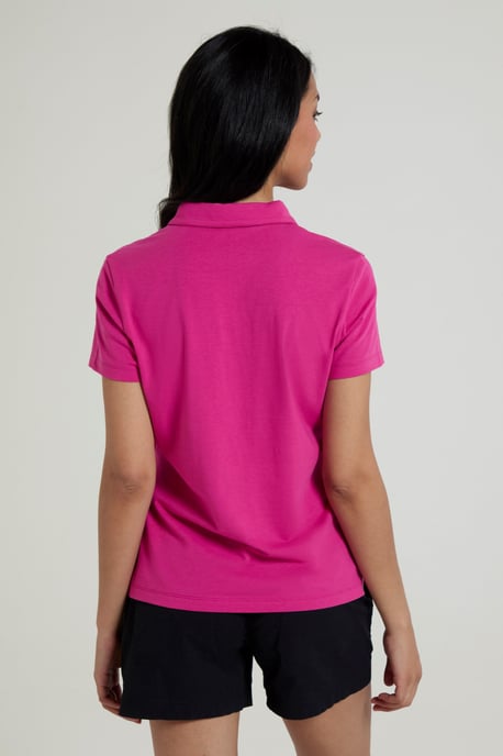 Women's UV Polo T-Shirt V Neck Summer Ladies Active Casual Tee Pink - Image 4