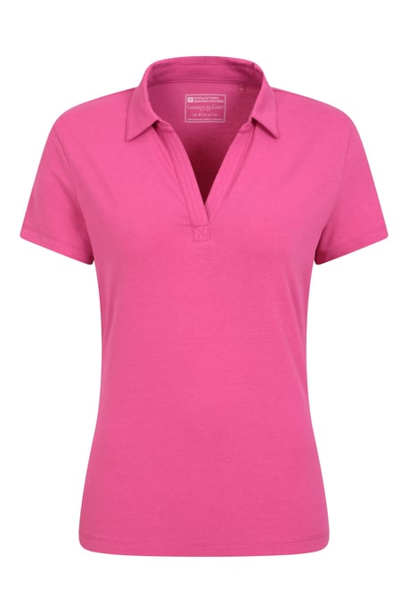 Women's UV Polo T-Shirt V Neck Summer Ladies Active Casual Tee Pink - Image 5