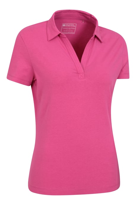 Women's UV Polo T-Shirt V Neck Summer Ladies Active Casual Tee Pink - Image 6