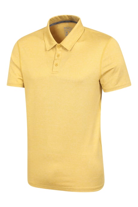 'Agra' Men's Striped Polo T-Shirt Sun Protection Sweat Wicking Tee Yellow - Image 5