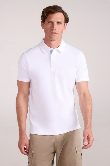 'Hasst II' Men's Polo with Button Neck Cotton Sun Protection Casual Tee White - Image 2