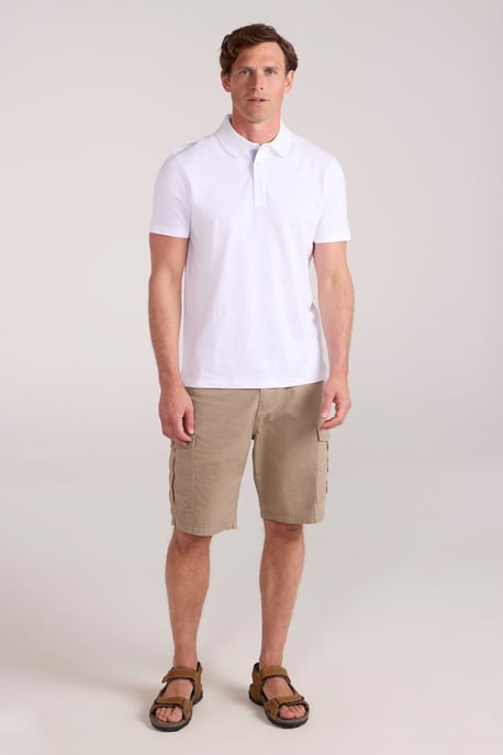 'Hasst II' Men's Polo with Button Neck Cotton Sun Protection Casual Tee White - Image 3