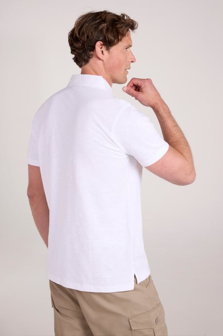 'Hasst II' Men's Polo with Button Neck Cotton Sun Protection Casual Tee White - Image 6