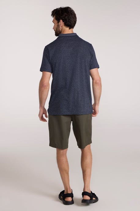 'Cordyline' Men's Textured Polo Sun Protection Button Neck Summer Tee Navy - Image 4
