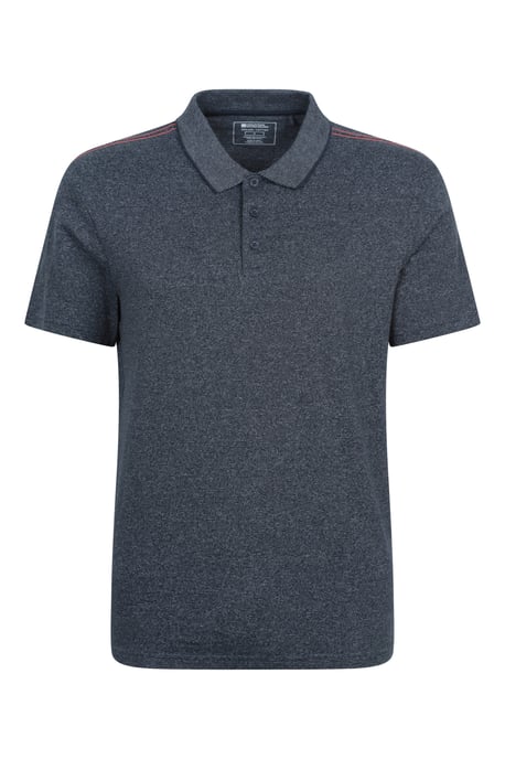 'Cordyline' Men's Textured Polo Sun Protection Button Neck Summer Tee Navy - Image 5
