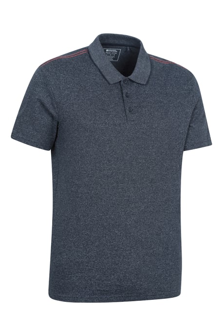 'Cordyline' Men's Textured Polo Sun Protection Button Neck Summer Tee Navy - Image 6