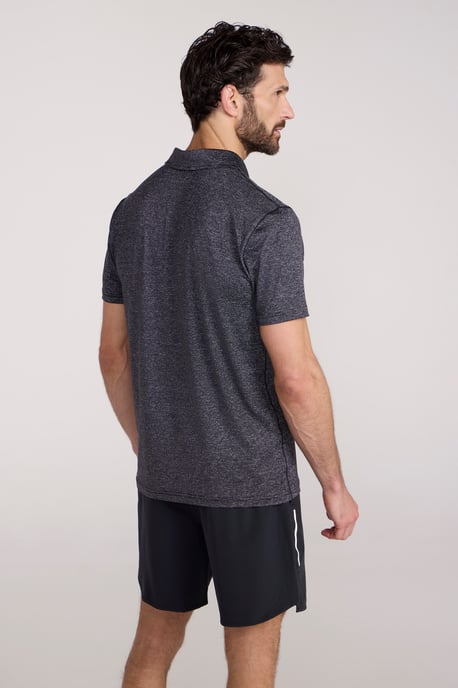 'Agra' Men's Striped Polo T-Shirt Sun Protection Sweat Wicking Tee Black - Image 3