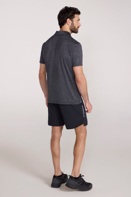'Agra' Men's Striped Polo T-Shirt Sun Protection Sweat Wicking Tee Black - Image 4