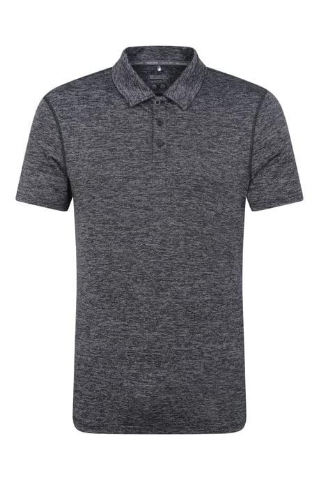 'Agra' Men's Striped Polo T-Shirt Sun Protection Sweat Wicking Tee Black - Image 5