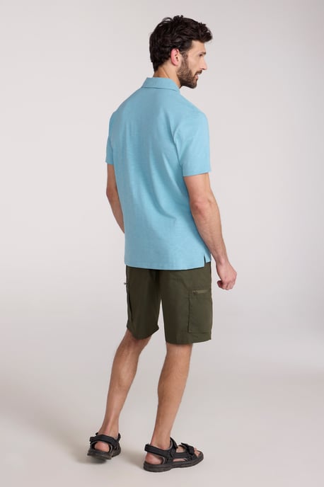'Hasst II' Men's Polo with Button Neck Cotton Sun Protection Casual Tee Turquoise - Image 4