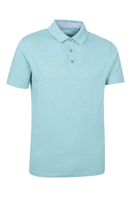 'Hasst II' Men's Polo with Button Neck Cotton Sun Protection Casual Tee Turquoise - Image 6