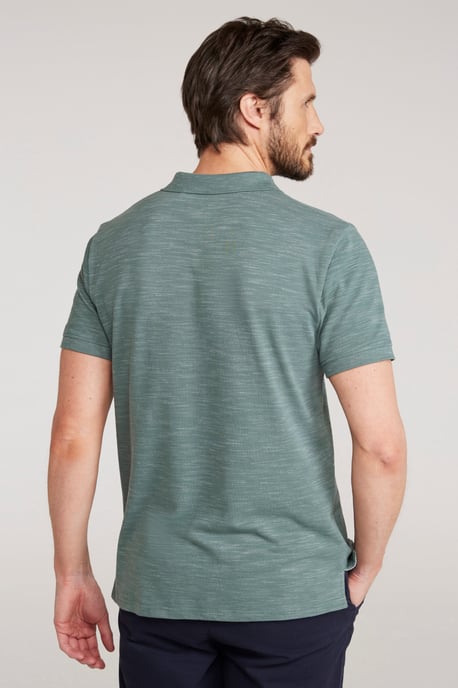 'Dawnay Pique' Men's Slub Textured Polo Shirt Comfy Casual T-Shirt Green - Image 4