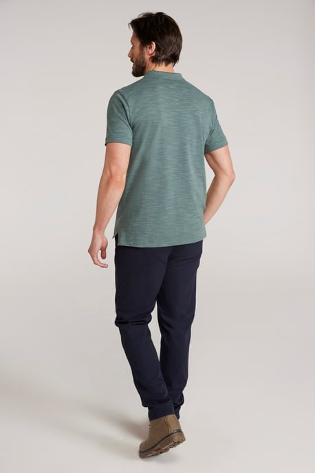 'Dawnay Pique' Men's Slub Textured Polo Shirt Comfy Casual T-Shirt Green - Image 5