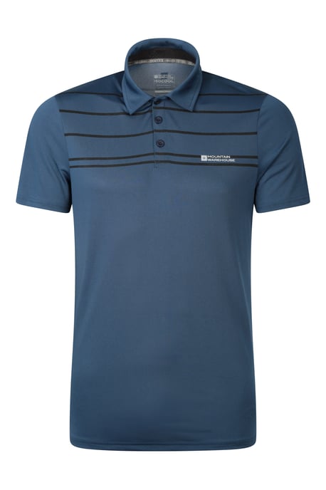 Men's Away IsoCool Polo with Button Neck Sun Protection Summer Tee Blue - Image 2