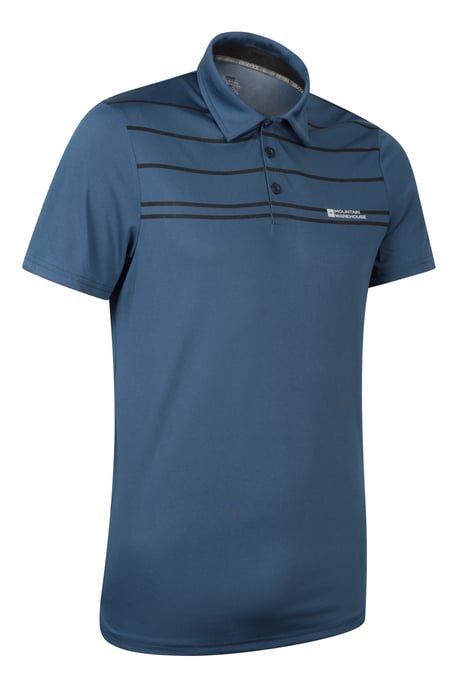 Men's Away IsoCool Polo with Button Neck Sun Protection Summer Tee Blue - Image 3