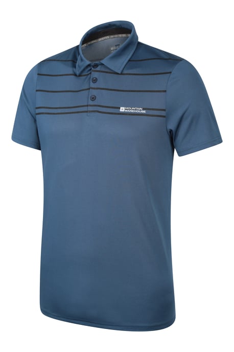 Men's Away IsoCool Polo with Button Neck Sun Protection Summer Tee Blue - Image 5