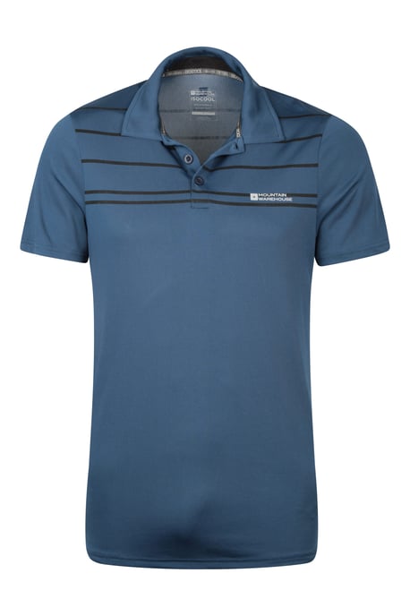 Men's Away IsoCool Polo with Button Neck Sun Protection Summer Tee Blue - Image 6
