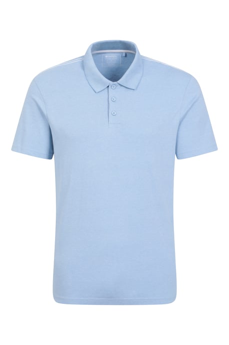 'Cordyline' Men's Textured Polo Sun Protection Button Neck Summer Tee Pale Blue - Image 5