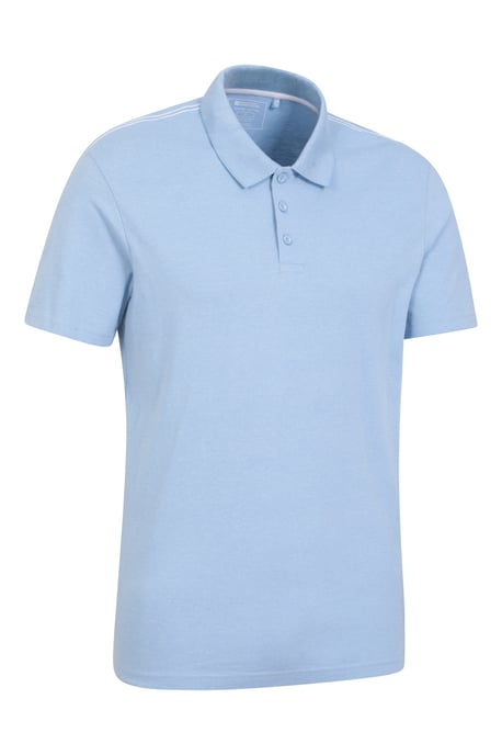 'Cordyline' Men's Textured Polo Sun Protection Button Neck Summer Tee Pale Blue - Image 6