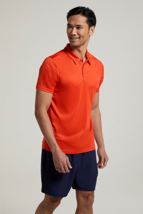 'Endurance' Men's Polo IsoCool Sun Protection Top Quick Dry Everyday Tee Orange - Image 2