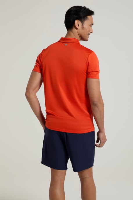 'Endurance' Men's Polo IsoCool Sun Protection Top Quick Dry Everyday Tee Orange - Image 3