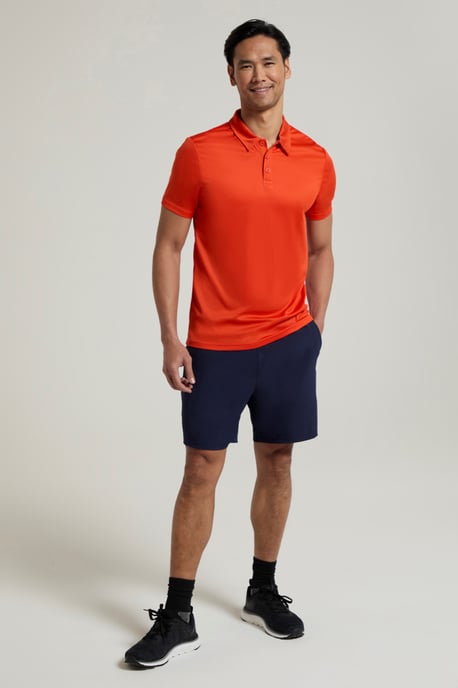 'Endurance' Men's Polo IsoCool Sun Protection Top Quick Dry Everyday Tee Orange - Image 4