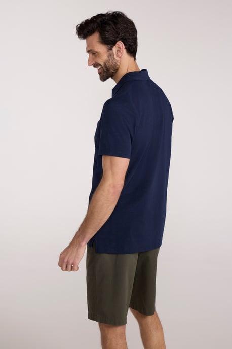 'Hasst II' Men's Polo with Button Neck Cotton Sun Protection Casual Tee Navy - Image 3
