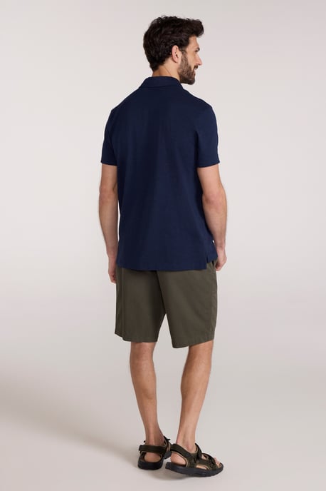 'Hasst II' Men's Polo with Button Neck Cotton Sun Protection Casual Tee Navy - Image 4