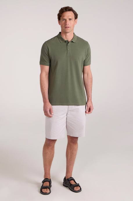 'Lakeside II' Men's Polo Shirt with Button Neck Breathable Summer Tee Khaki - Image 2