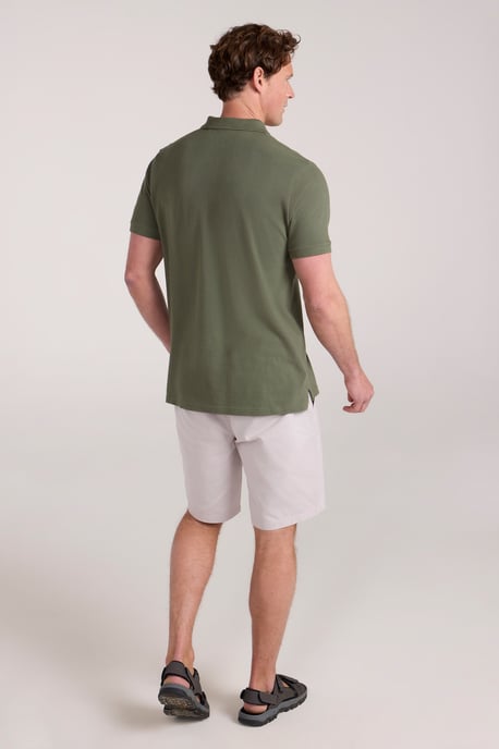 'Lakeside II' Men's Polo Shirt with Button Neck Breathable Summer Tee Khaki - Image 4