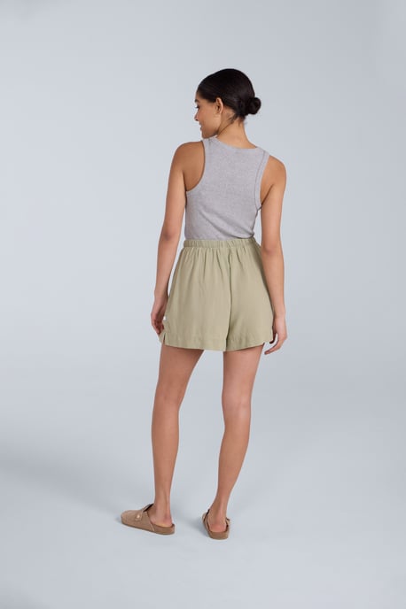 'Nova' Women's Linen Shorts Regular Fit Breathable Summer Bottoms Pale Green - Image 4