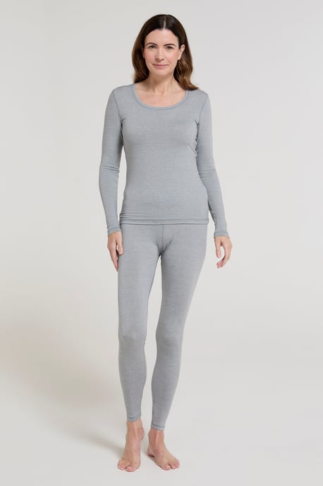 'Keep The Heat' Women's Base Layer Pants Winter Skiing Trousers Light Grey - Image 2