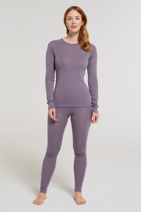 Women's Base Layer Pants Merino Thermal Breathable Trousers Purple - Image 2