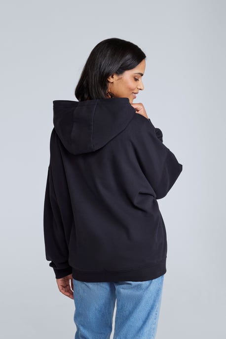 'Idol' Women's Logo Drop Shoulder Hoodie with Kangaroo Pocket Warm Sweatshirt Black - Image 3