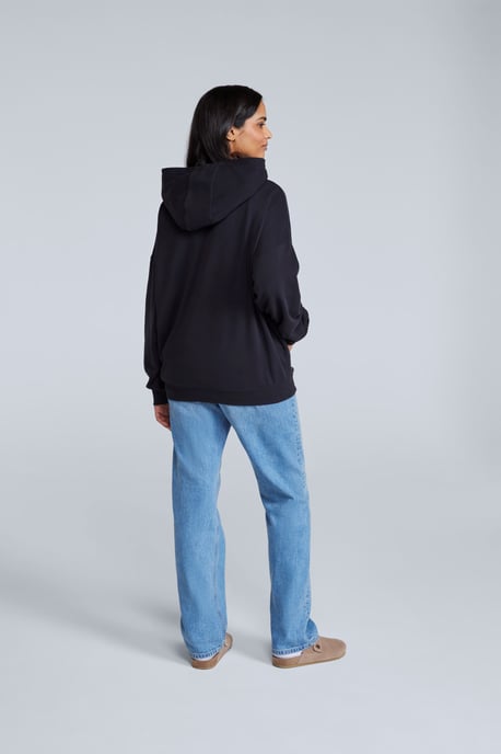 'Idol' Women's Logo Drop Shoulder Hoodie with Kangaroo Pocket Warm Sweatshirt Black - Image 4