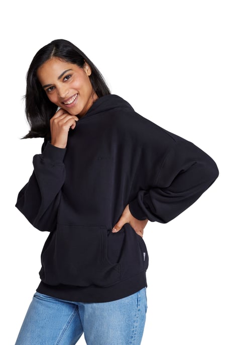 'Idol' Women's Logo Drop Shoulder Hoodie with Kangaroo Pocket Warm Sweatshirt Black - Image 5