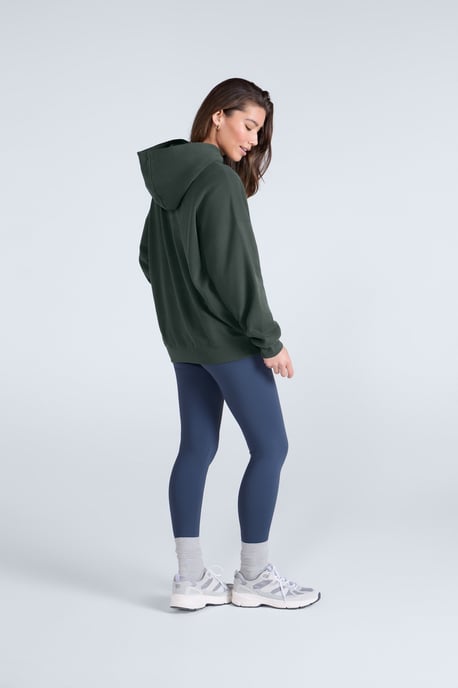 'Idol' Women's Logo Drop Shoulder Hoodie with Kangaroo Pocket Warm Sweatshirt Dark Green - Image 4