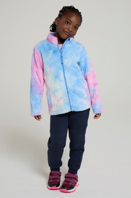 'Rainbow' Kids Fleece Sweater with Pockets Full Zip Warm Cosy Coat Purple - Image 2