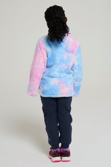 'Rainbow' Kids Fleece Sweater with Pockets Full Zip Warm Cosy Coat Purple - Image 3