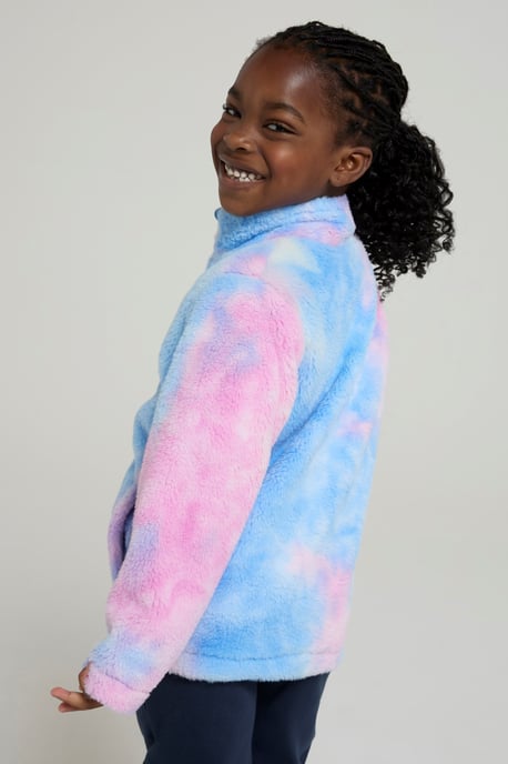 'Rainbow' Kids Fleece Sweater with Pockets Full Zip Warm Cosy Coat Purple - Image 4