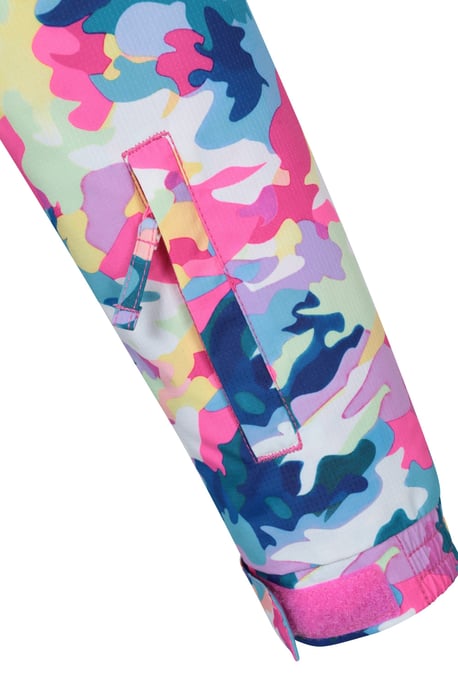 'Snowdrop' Kids Printed Ski Jacket with Detachable Hood Snow Proof Pink - Image 5