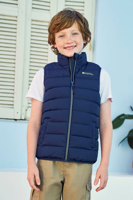 'Rocko' Kids Gilet Water Resistant Padded Everyday Rain Coat Dark Blue - Image 1