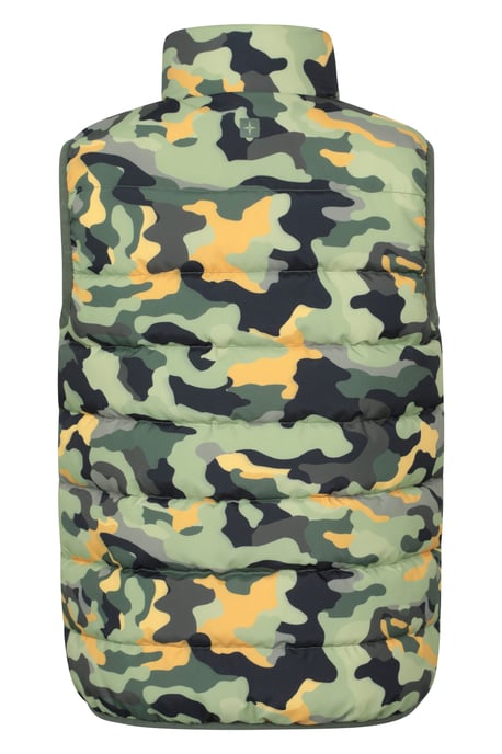 'Rocko' Kids Printed Gilet Water Resistant Padded Rain Jacket Forest Green - Image 3