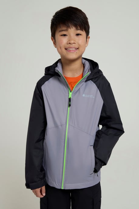 'Torrent II' Kids Waterproof Jacket with Taped Seams Rain Coat Grey - Image 1