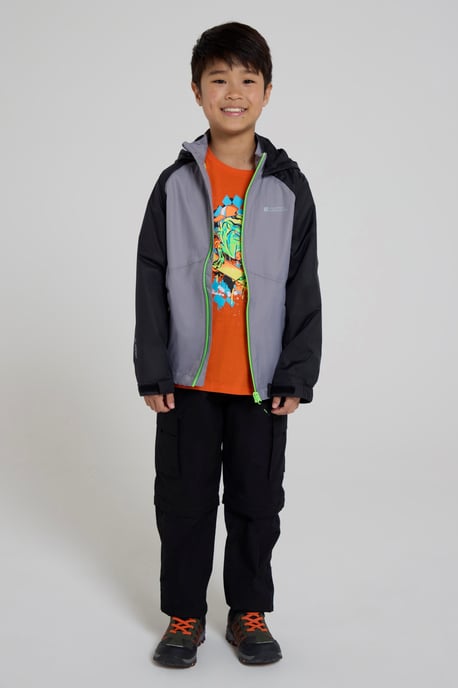 'Torrent II' Kids Waterproof Jacket with Taped Seams Rain Coat Grey - Image 2