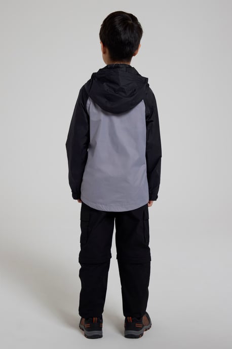 'Torrent II' Kids Waterproof Jacket with Taped Seams Rain Coat Grey - Image 3