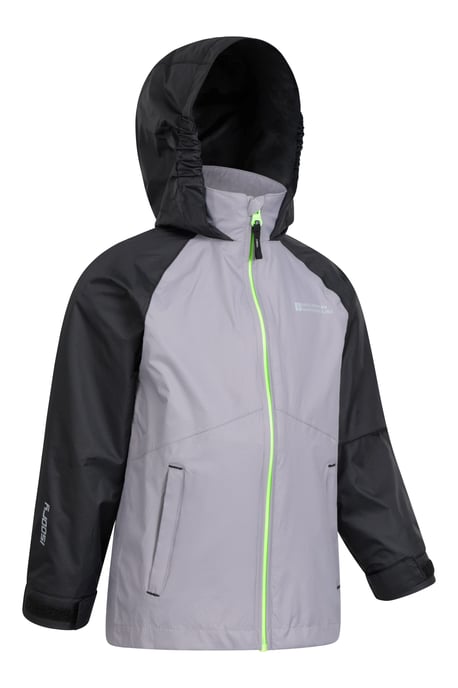 'Torrent II' Kids Waterproof Jacket with Taped Seams Rain Coat Grey - Image 6