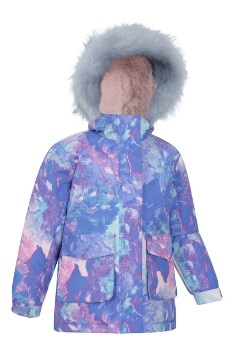 'Ranger' Printed Kids Parka Jacket Water Resistant Warm Cosy Coat Lilac - Image 2